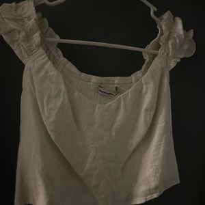 Abercrombie and fitch ruffle sleeve crop top
